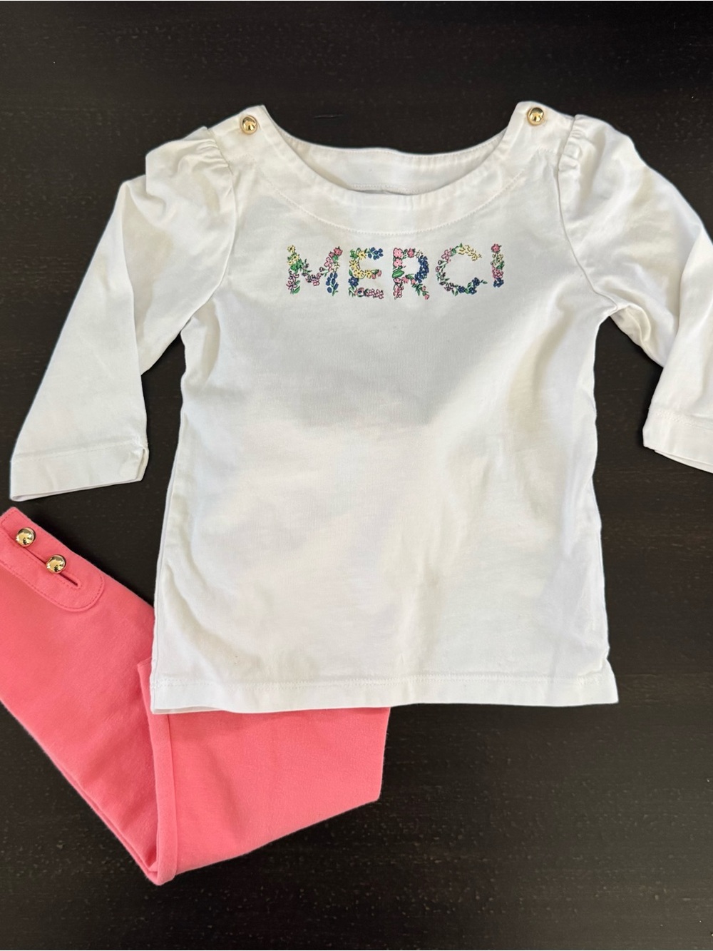 Janie and Jack Girls Merci Long Sleeve Top & Pink Leggings Set Size 3